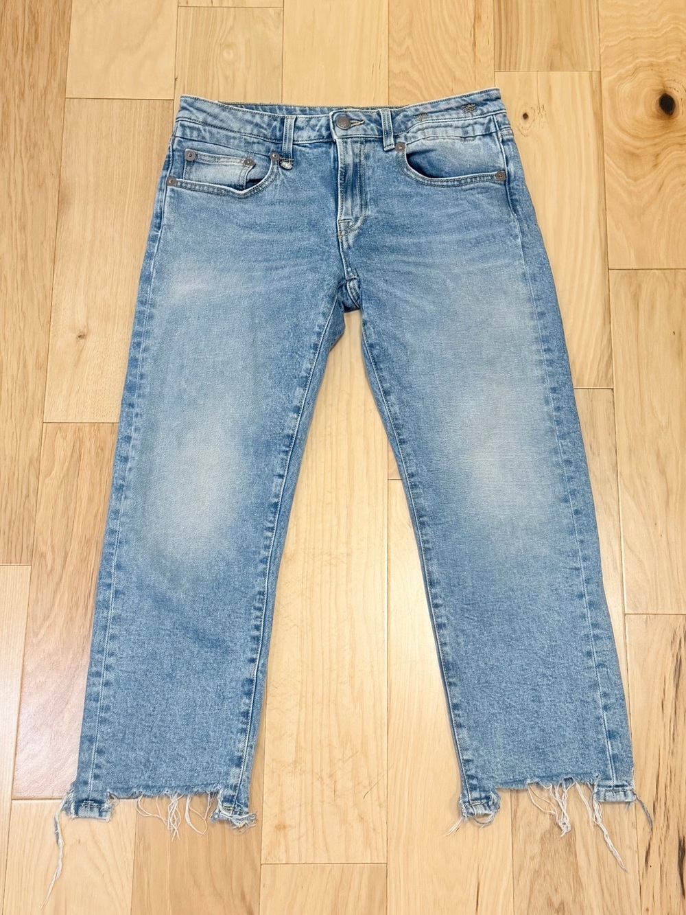 R13 Women’s Boy Rip Straight Leg Denim Jeans in Jasper Stretch